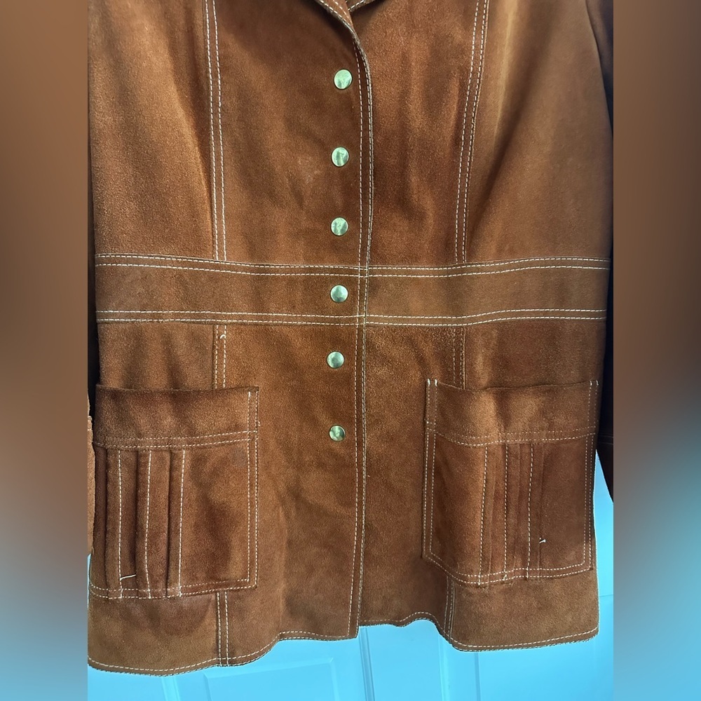 Leathercraft vintage 70’s genuine leather snap button coat - Picture 6 of 11
